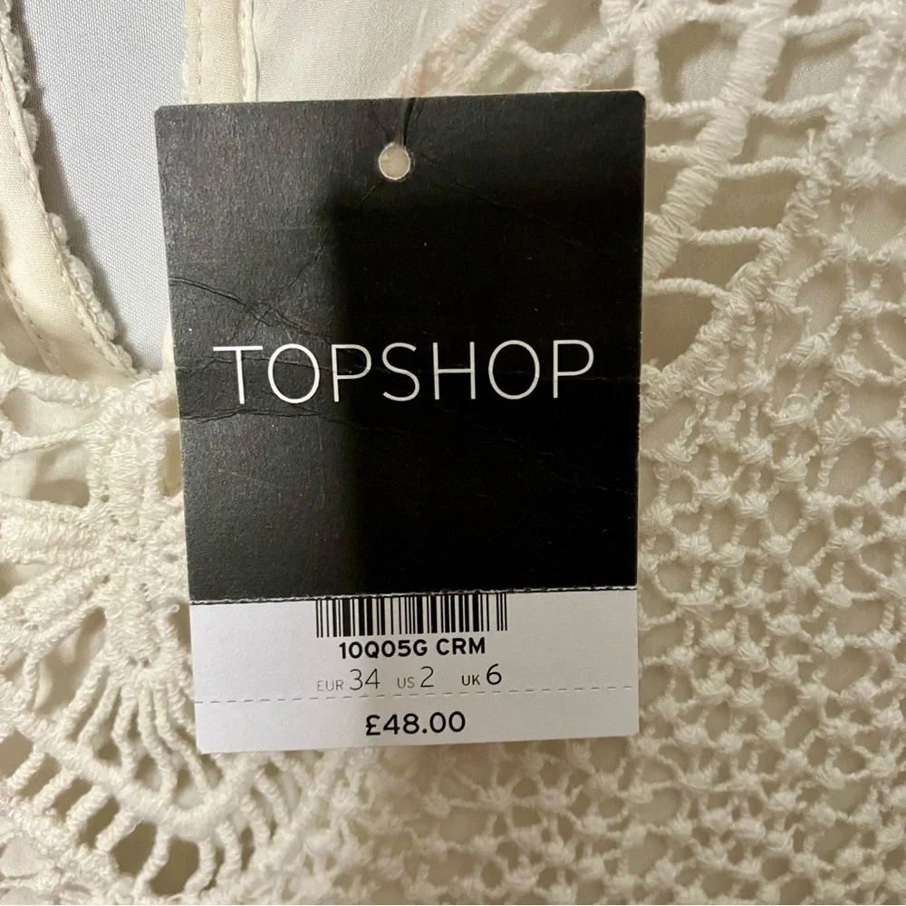 21. Top Shop Women’s Size 2 crochet mini dress ivory floral NWT - Picture 12 of 16